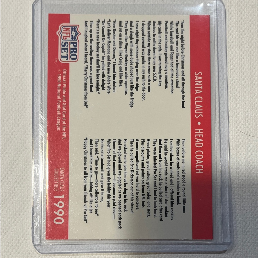 1990 Pro Set Santa Claus Head Coach Trading Card SHORT PRINT #1990 - Picture 2 of 3